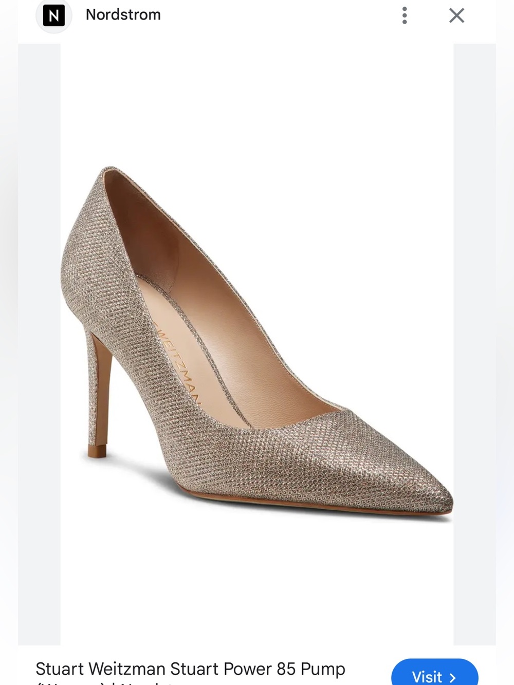 Stuart Weitzman Glittering Champagne Pointed-Toe Pump